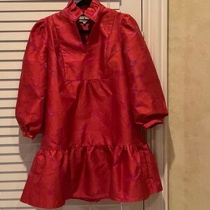 Tuckernuck Vibrant Red Dress with Puff Sleeves